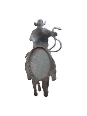Micro Cowboy Roper Silhouette Metal Picture Frame 6" Unique Western Decor Cabin